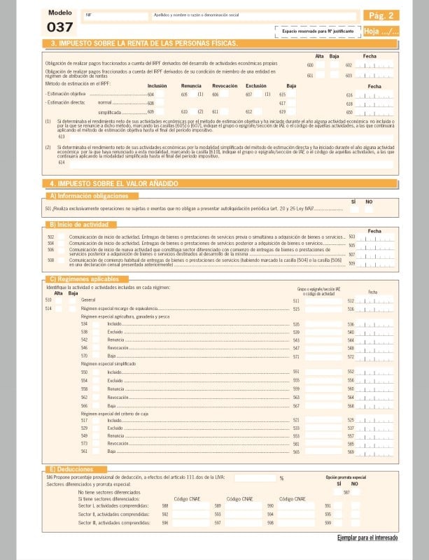 como rellenar modelo 037