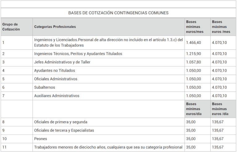 Categorías Profesionales Y Los Grupos De Cotización Billin Blog 8258