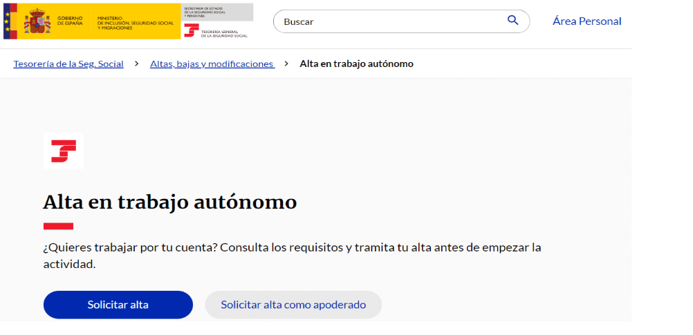 alta reta seguridad social 